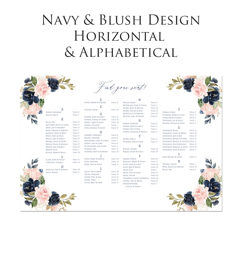 Wedding Table Chart Seat Assignment Sign PRINTED NOT DIGITAL Personalized Foamcore Shipped overnight by table or alphabetical image 6