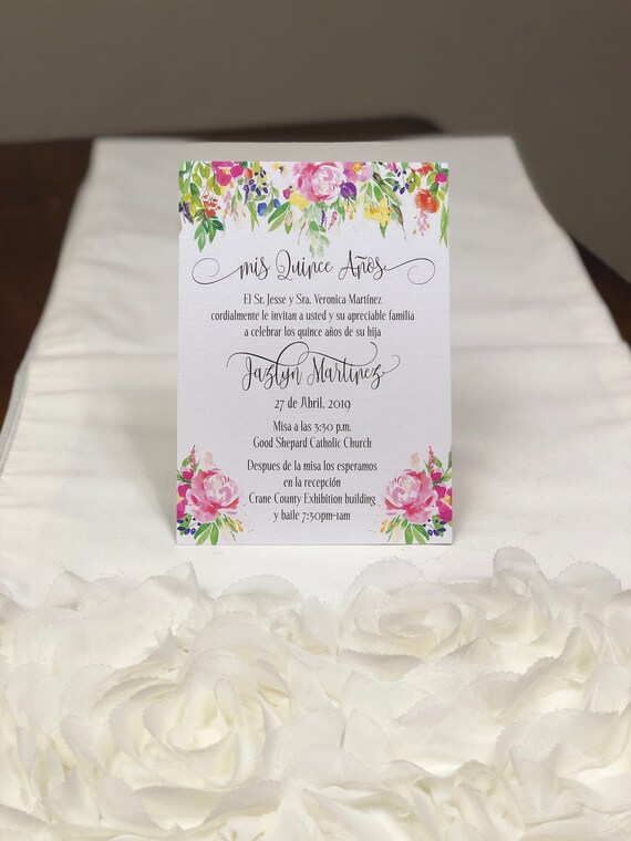 Paper Floral Quince invitations printed Elegant sweet 15 invites