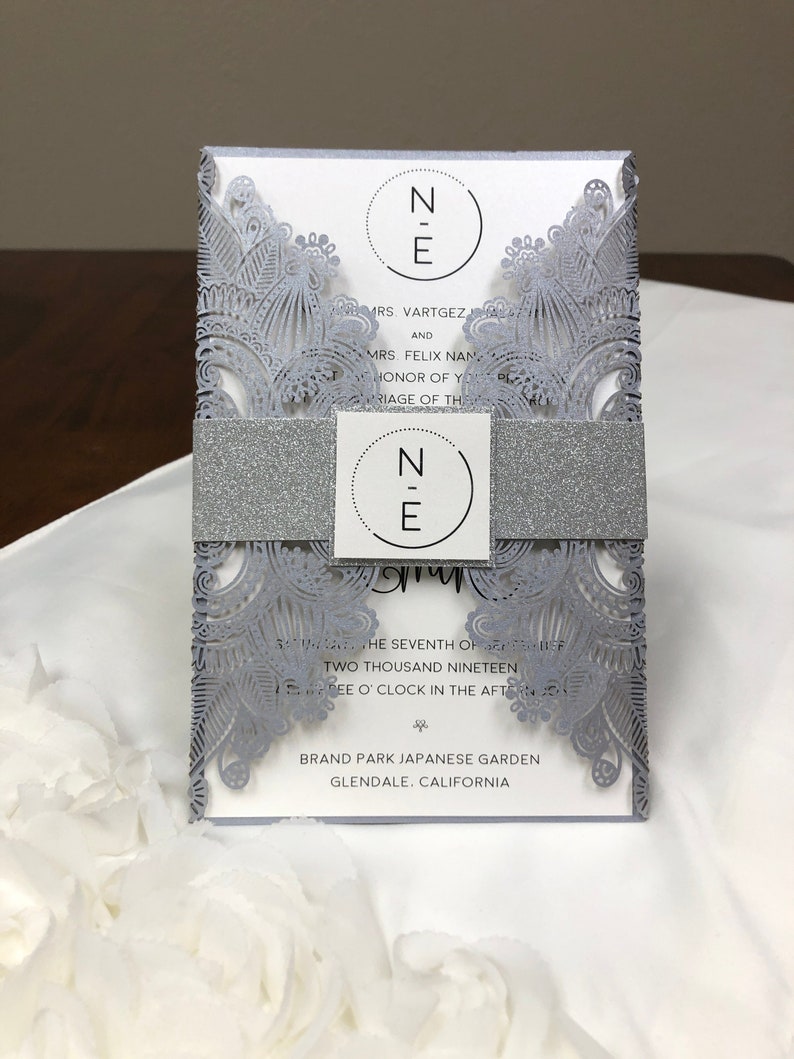 Masquerade Elegant Laser Cut Wedding Invitation Large Size Etsy