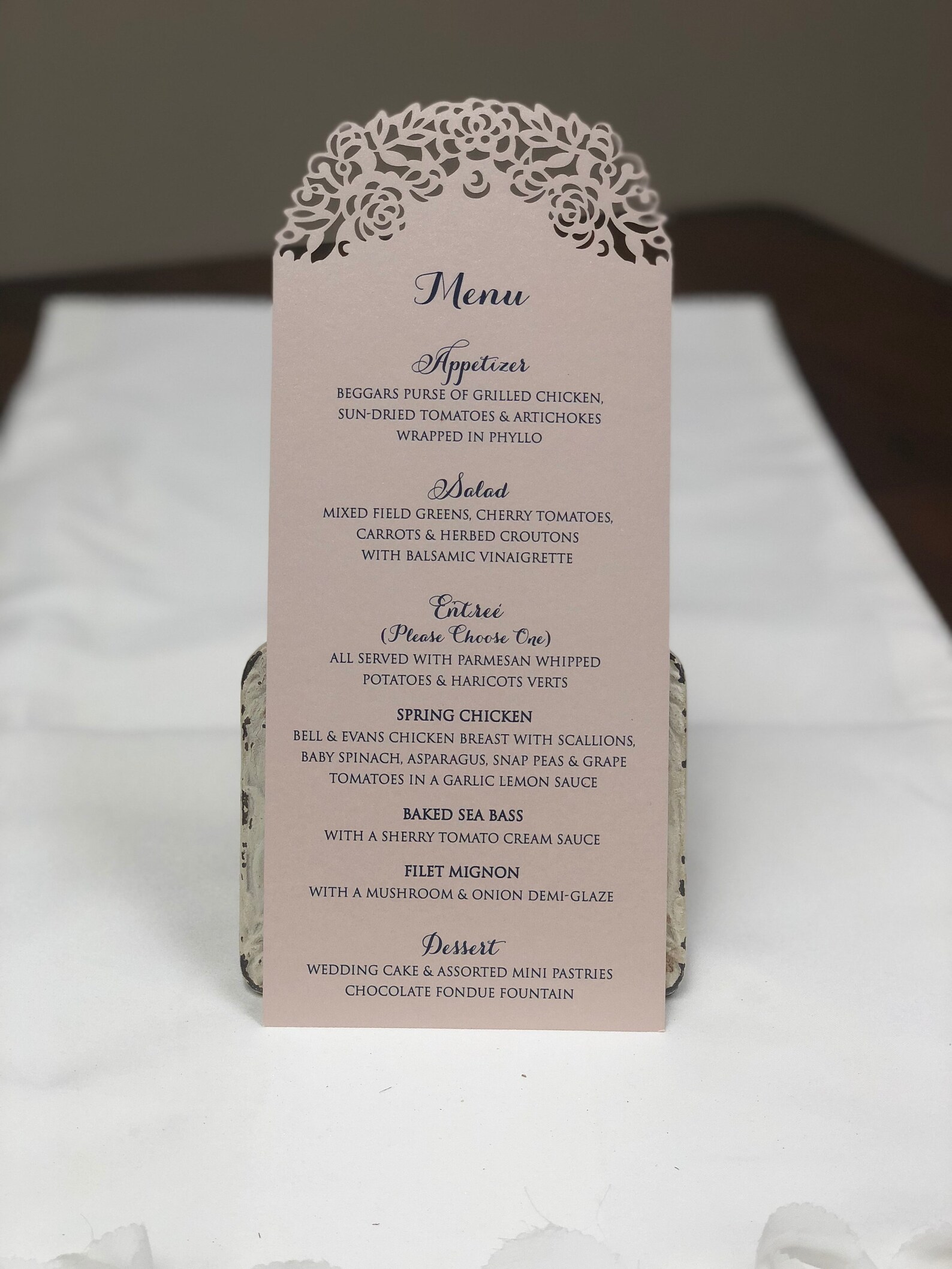 Personalized Laser Cut Menu Floral Laser Cut Menu Blush Navy Etsy