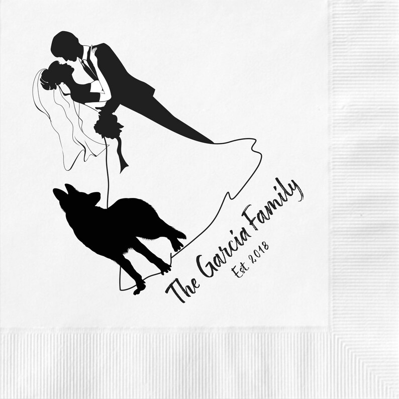 Custom Dog Cocktail Napkins Wedding Napkins Beverage Napkin Luncheon Napkin Cake Napkin Personalized almost any dog breed couple with dog image 6