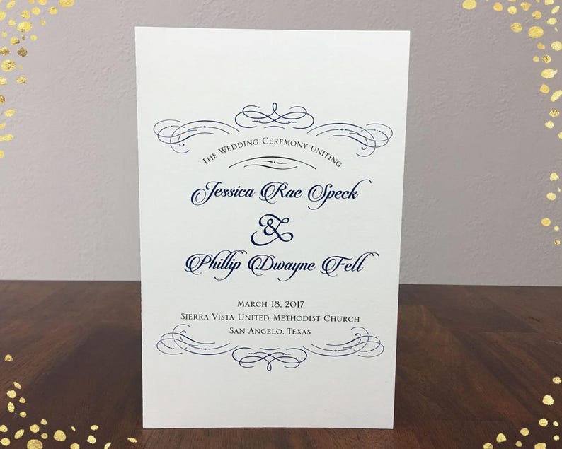 Wedding Programs Elegant Wedding Program Traditional Wedding Etsy