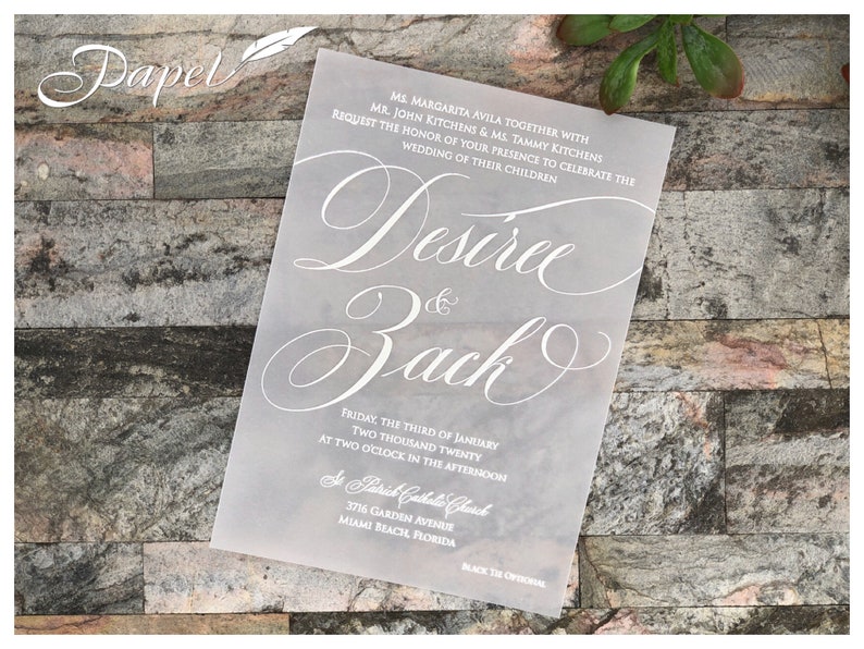 Vellum Wedding Invitations UV Printed With Vellum Cards Etsy