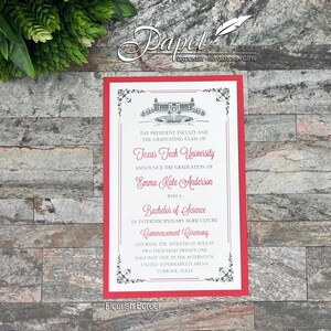 Texas Tech Graduation Announcements, College Graduation Invitations, Texas Tech Grad Cards, Personalized Thank You Cards, Wreck 'em Tech
