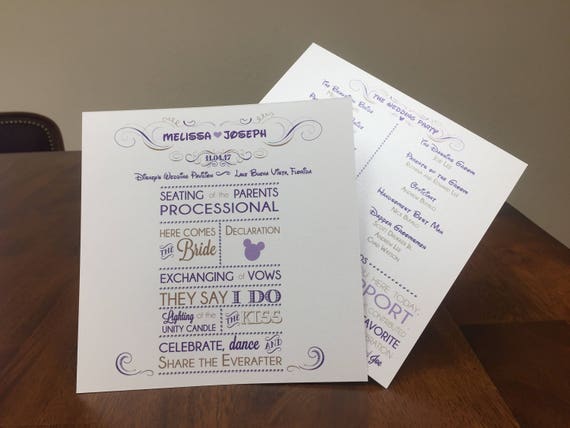 Disney Themed Fan Wedding Program Disney Wedding Fan Programs Etsy