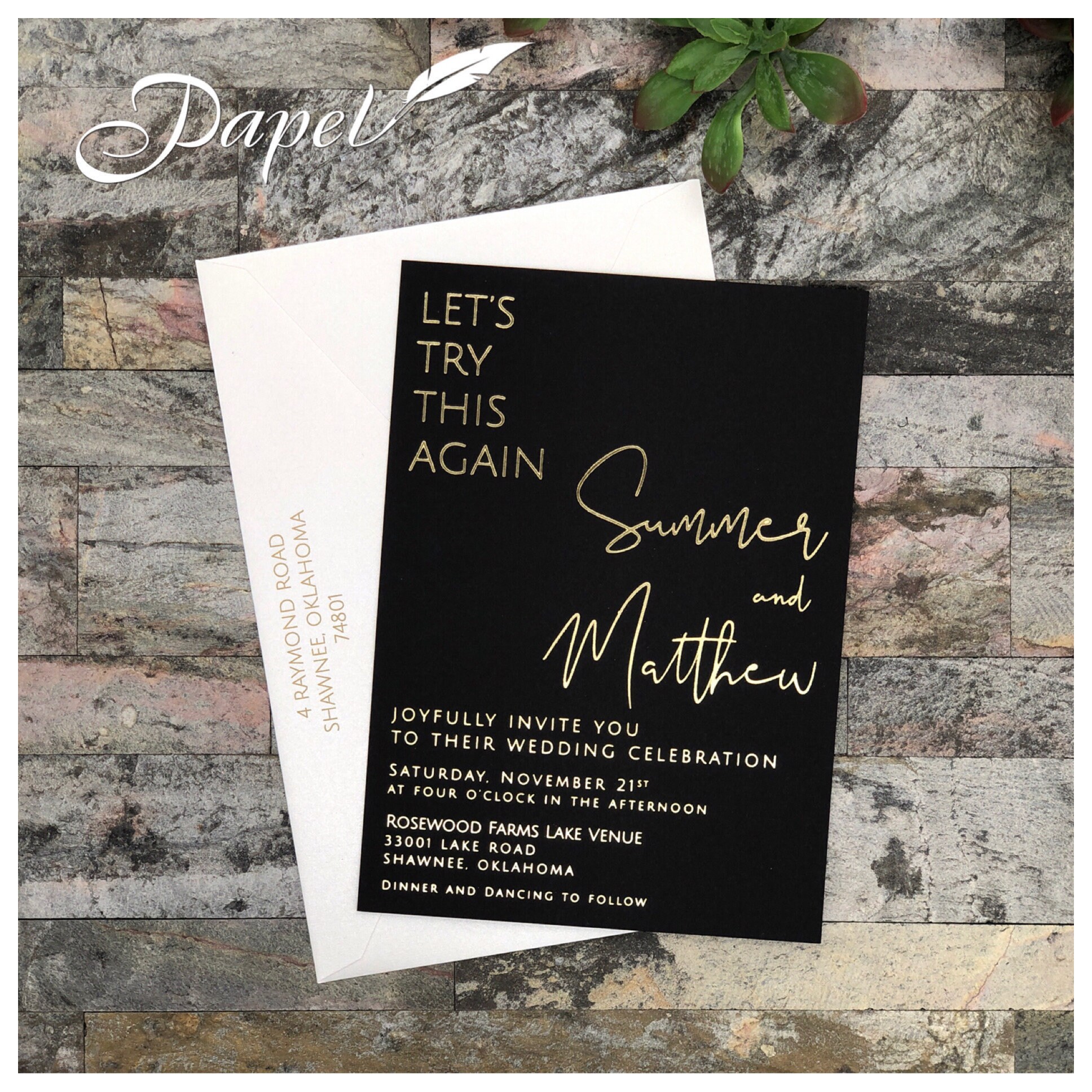 50 Wedding Invitation Cards size 5X7 Printed in Black with