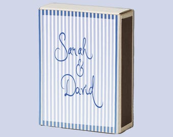 Custom Wedding Matchboxes: Striped Personalized Matchbox Favors