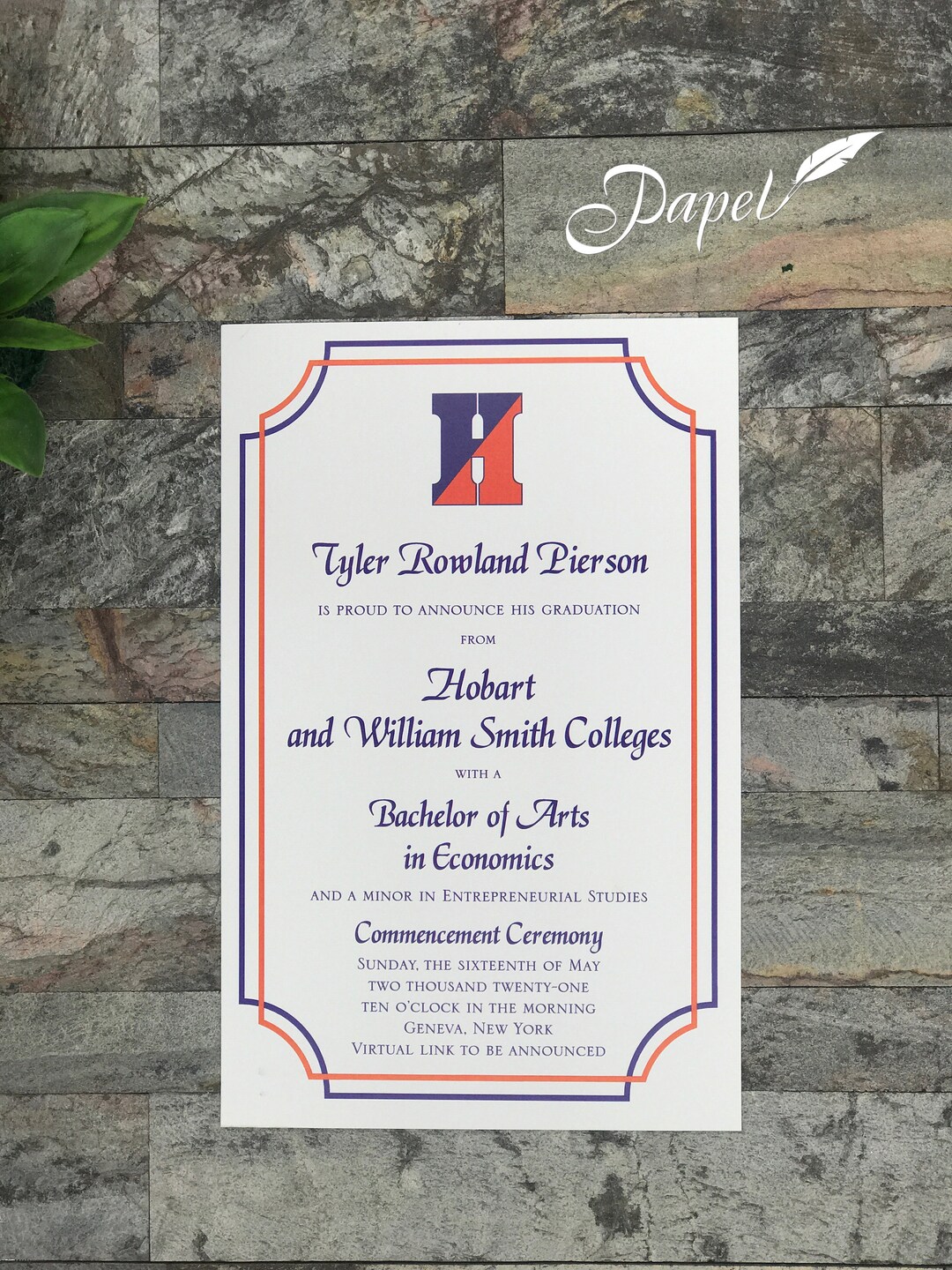 Hobart and William Smith Colleges or ANY College Graduation Etsy