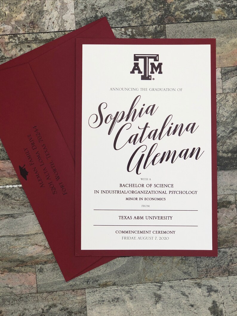 Texas A and M Texas A & M Graduation Invitations Custom Any Etsy