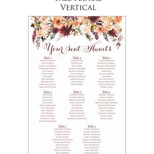 Wedding Table Chart Seat Assignment Sign PRINTED NOT DIGITAL Personalized Foamcore Shipped overnight by table or alphabetical image 8