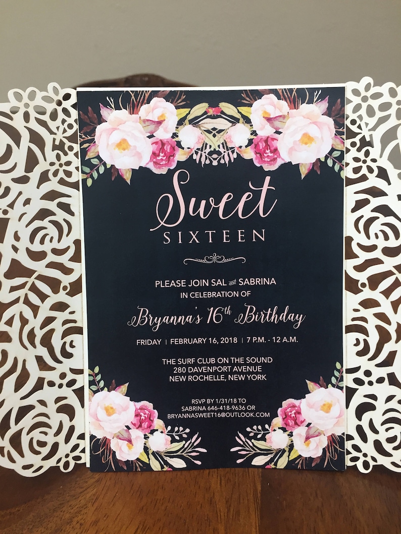 Rose Gold Glitter Laser Cut Wedding Invitations Gold Glitter Wedding Die Cut Black Glitter Laser Cut Silver Glitter Rose Wedding Invites
