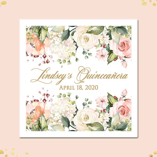 Blush Floral Personalized Wedding Cocktail Napkins Etsy