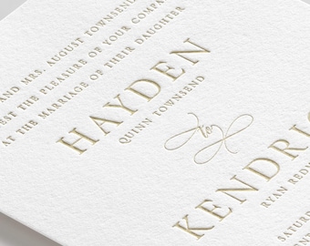 Minimalist Classic Letterpress Wedding Invitation