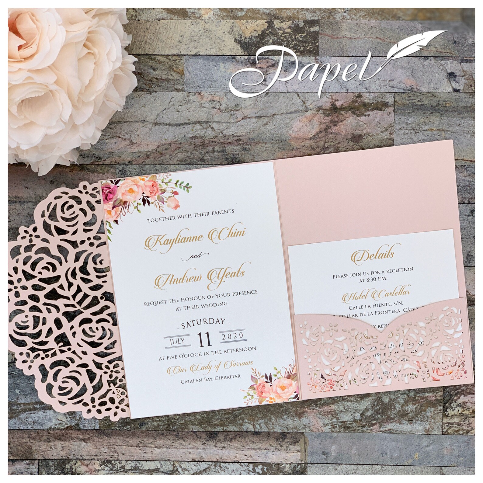 Emerald Green Laser Cut Wedding Invitations Pocket Etsy