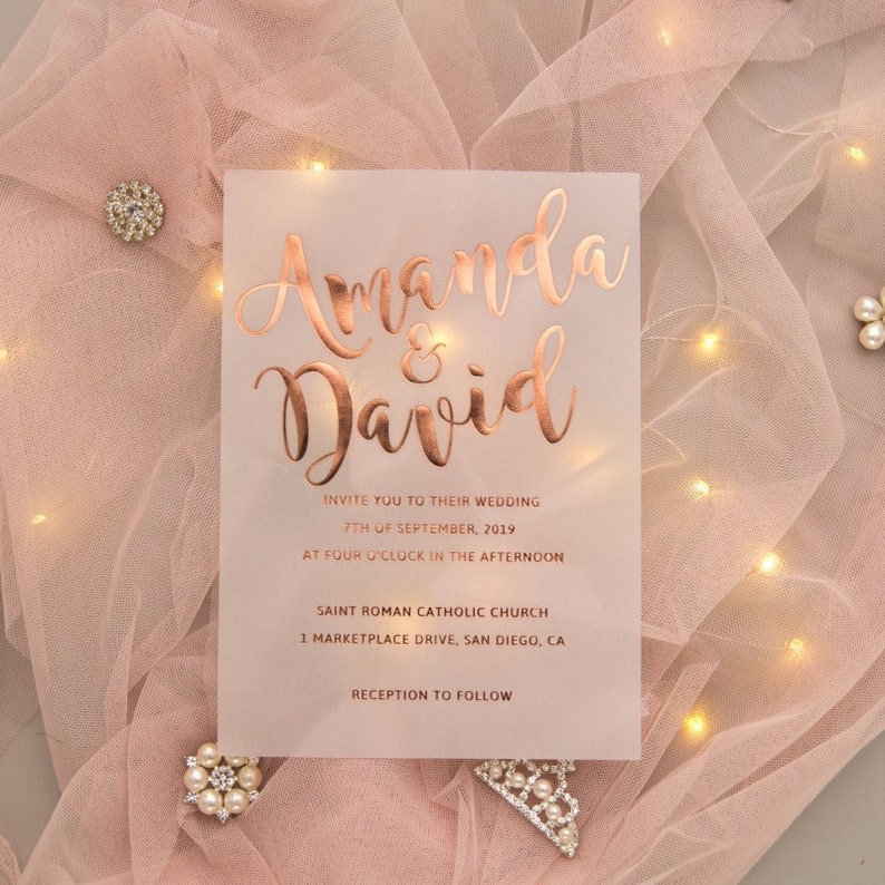 Vellum Wedding Invitations UV Printed With Vellum Cards Etsy