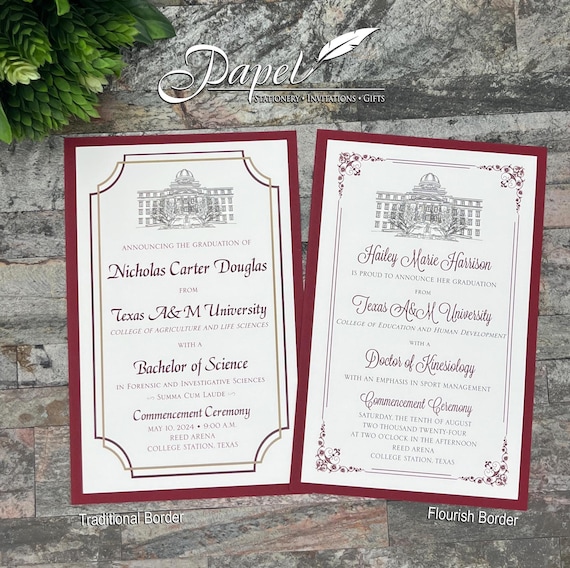 Texas A M Graduation Invite Examples Texas A&M Graduation Invitation: