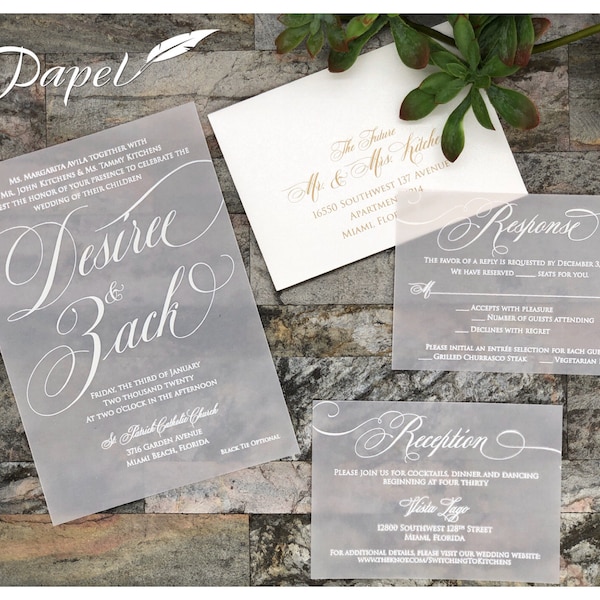 Vellum Invitations Etsy