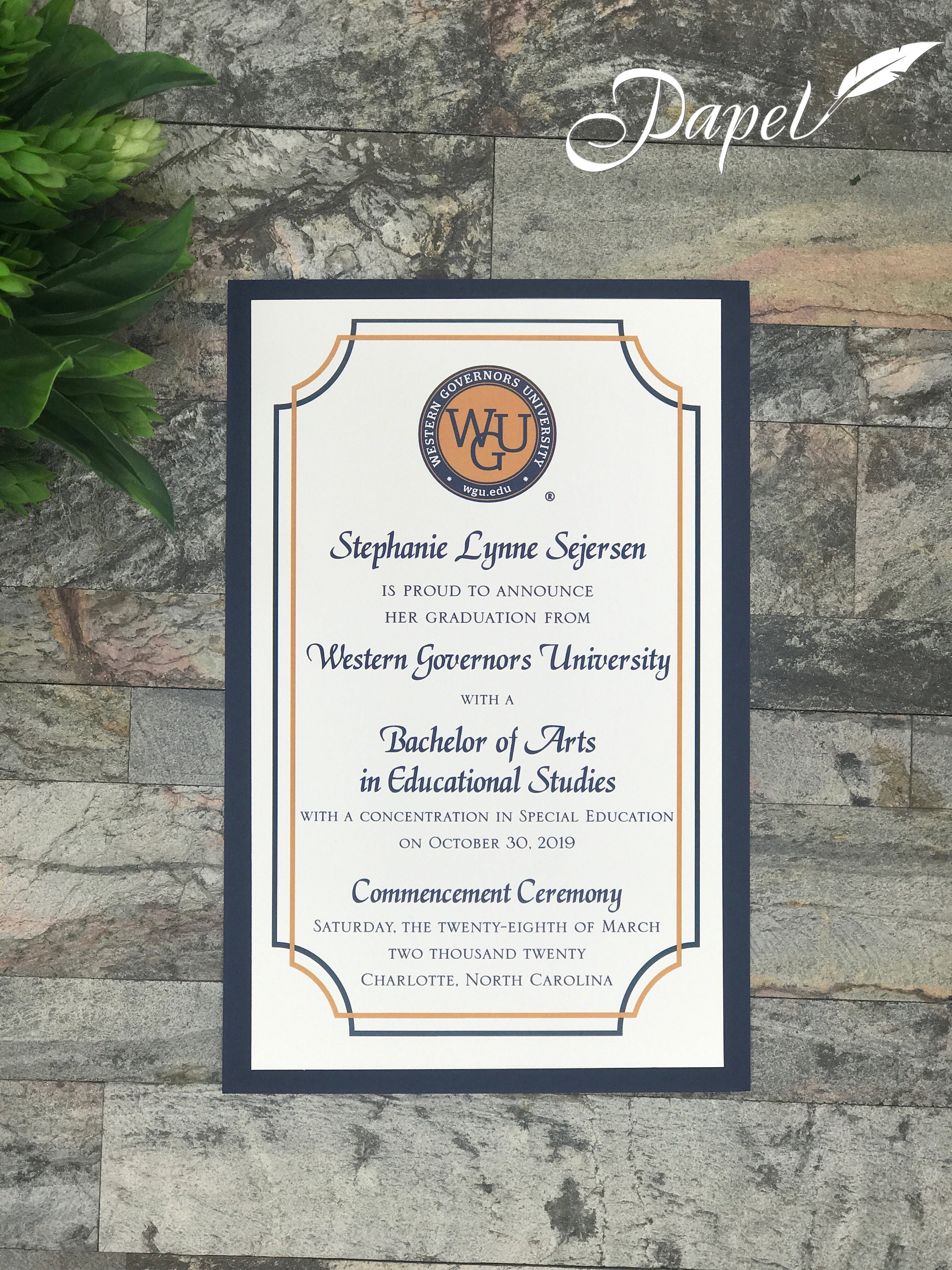Western Governors University or ANY College Graduation Etsy