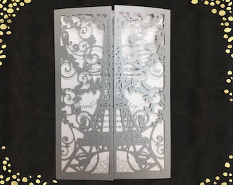 Eiffel Tower Laser Cut Wedding Invitations: Paris Theme
