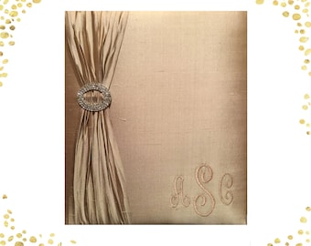 Custom Silk Wedding Guest Book: Personalized Monogram Keepsake