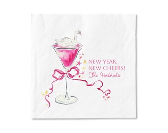 PersonalizedCosmopolitan Celebration Napkins with Swan and Ribbon