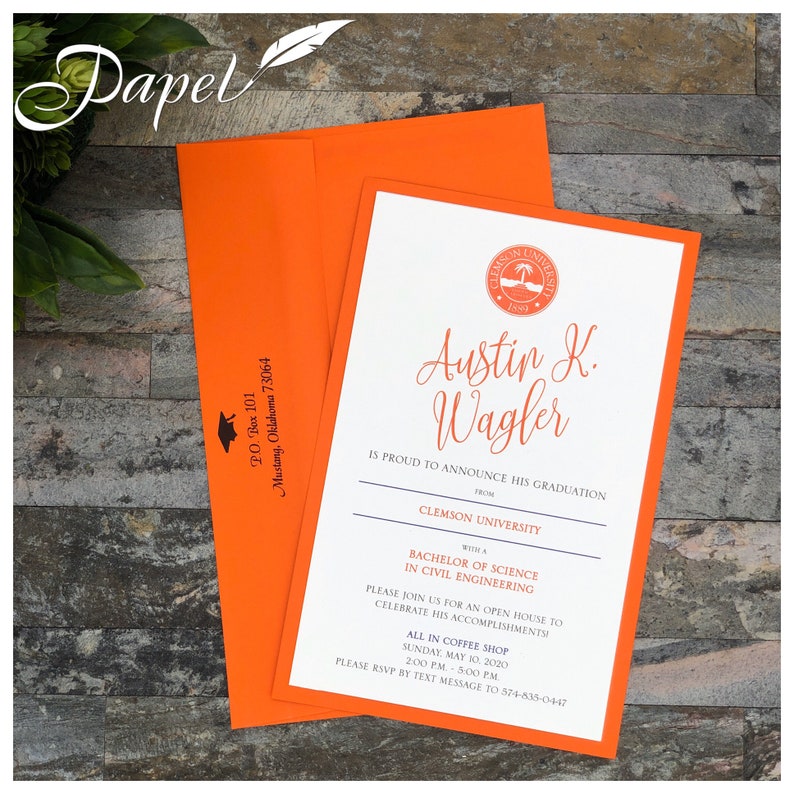 Clemson University Graduation Invitations Custom Any | Etsy