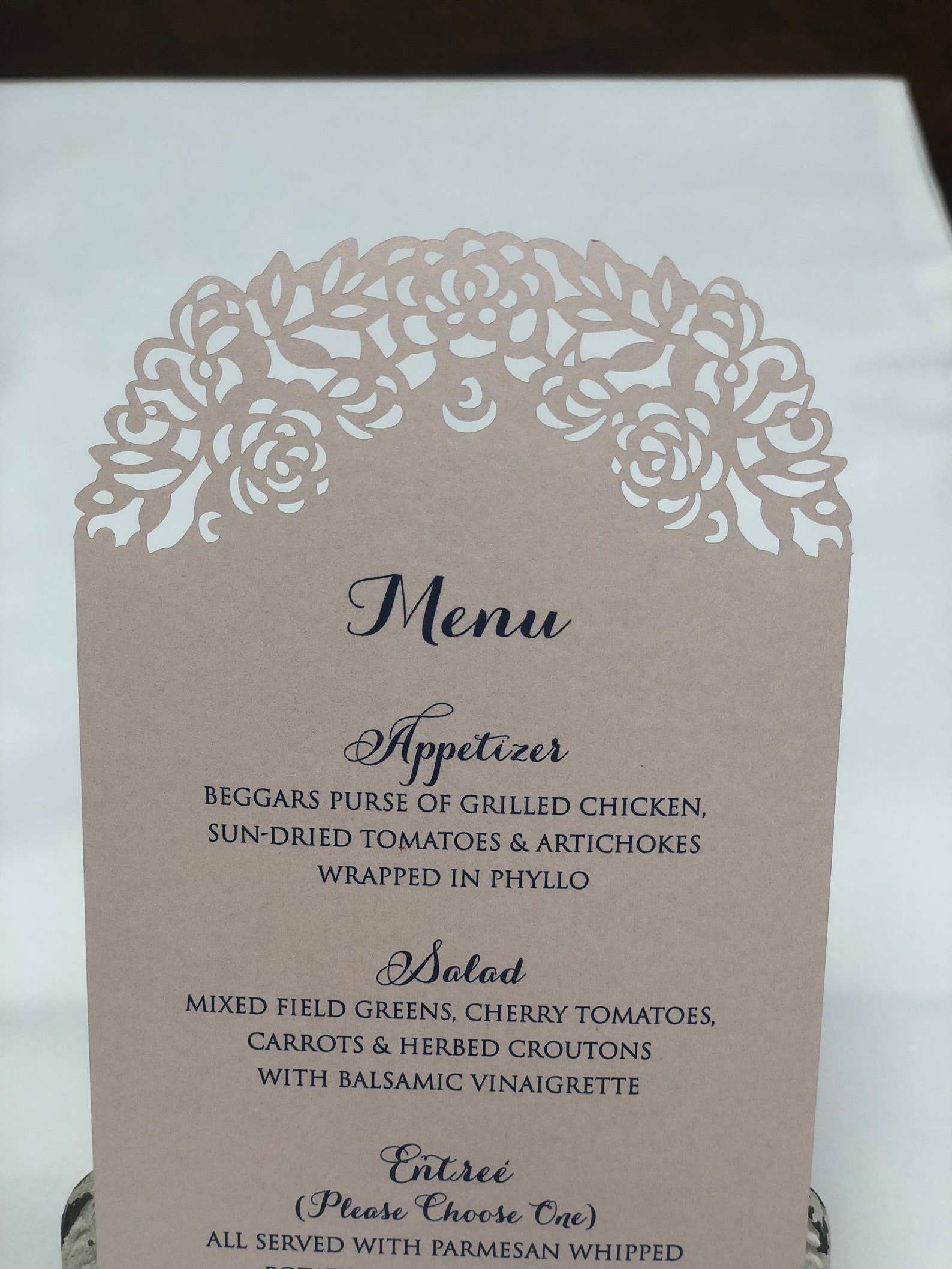 Personalized Laser Cut Menu Floral Laser Cut Menu Blush Navy Etsy