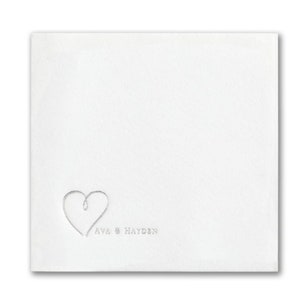 Foil Printed Personalized Wedding Napkins: Linen-like Heart Design