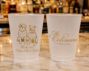 Personalized Frosted Shatterproof Cups | Custom Wedding Stadium Cups | One Color Printed Cups | Wedding Favor Cups | Reusable Party Cups