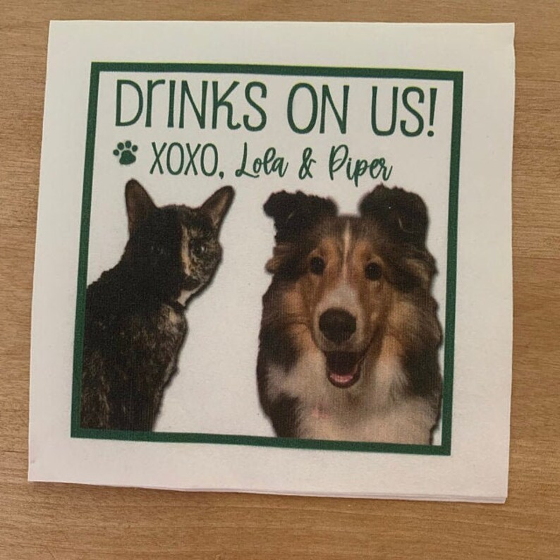 Personalized Dog Cat Photo Wedding Cocktail Napkins Reception Etsy