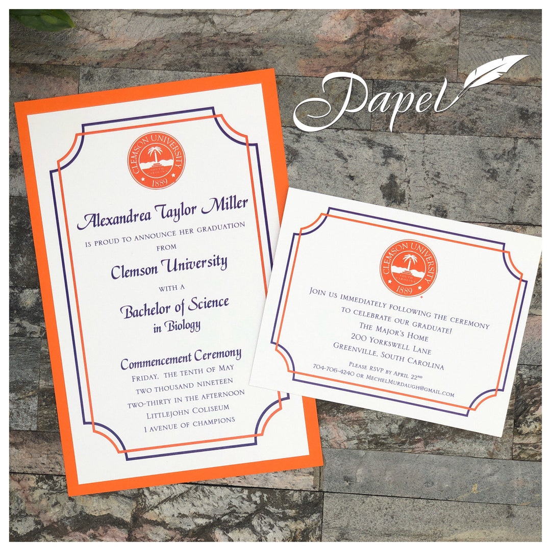 Clemson University Graduation Invitation or Announcement, Custom any