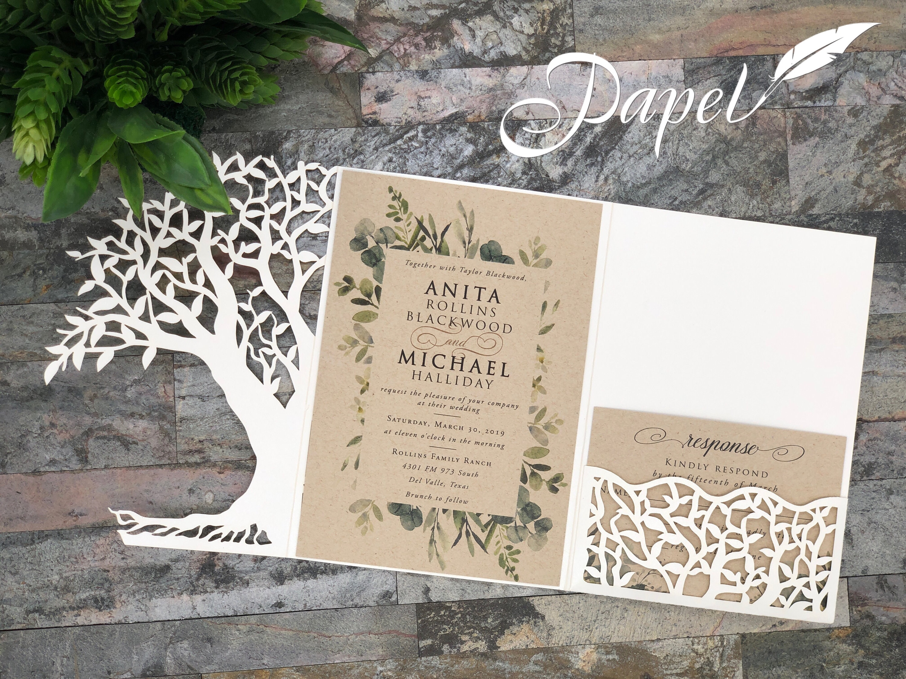 Tree Invitation Creative Laser Cut Tree Wedding Invitations: Enchanted Forest Quinceañera - Etsy
