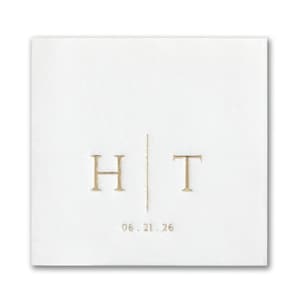 Premium Quality Modern Monogram Napkins, Custom Name Foil Printed Napkins, Personalized Cocktail, Cake, Bar Napkins with Linen-like Feel