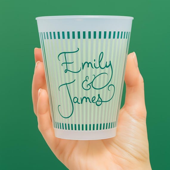 Custom Frosted Shatterproof Cups: Vertical Stripes, Reusable Party Favors