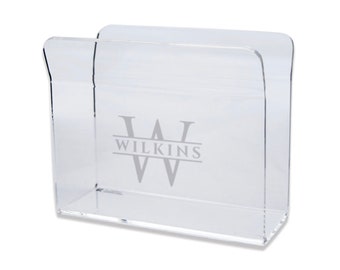 Custom Engraved Acrylic Napkin Holder, Personalized, Last Name, Monogram or Initials,