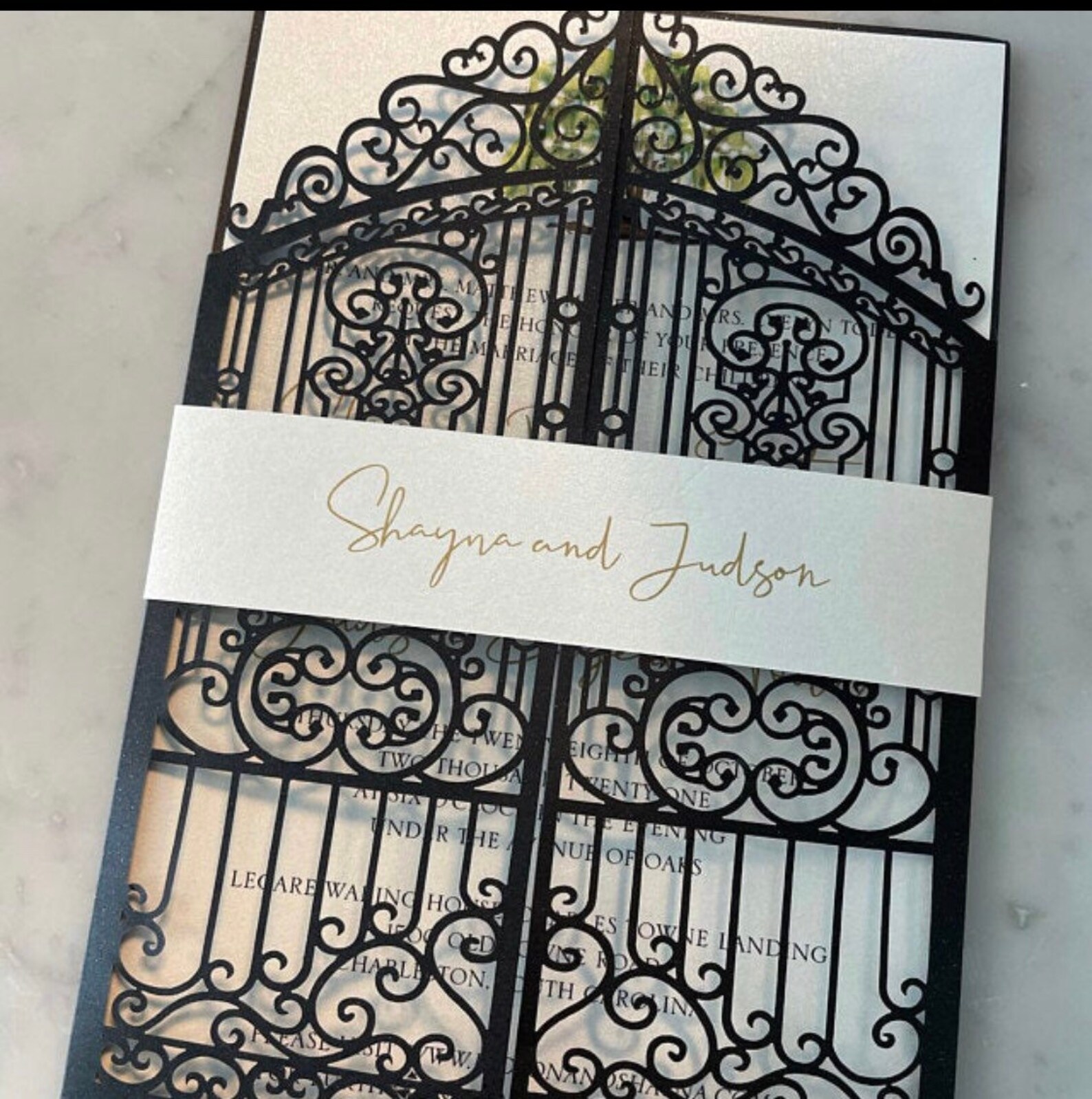 Retro Iron Gate Laser Cut Wedding Invitations Pocket Wedding Etsy