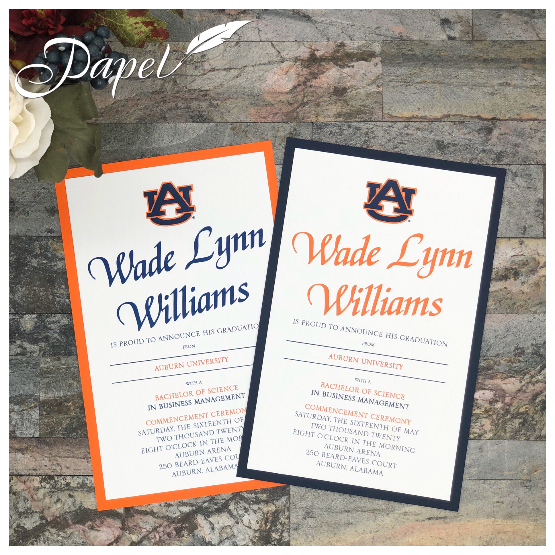 Auburn University Graduation Invitations Custom Any Etsy