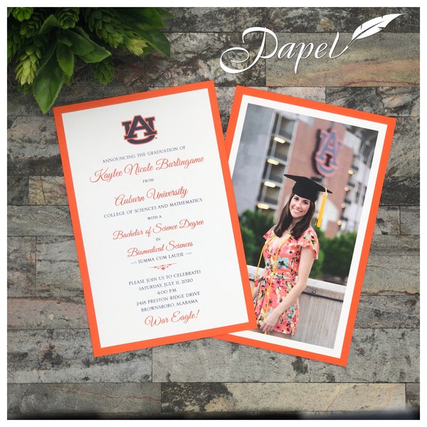 Any University Double Sided College Graduation Invitation or Announcement, Photo, Bachelor's Degree, Layered, Picture, Collage, Thank Yous