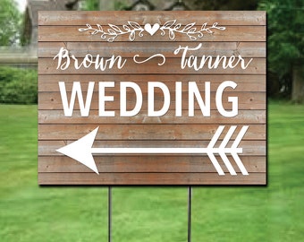 Custom Wedding Direction Sign: Rustic Double Sided Yard Decor
