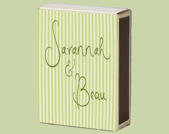 Custom Wedding Matchboxes: Striped Personalized Matchbox Favors