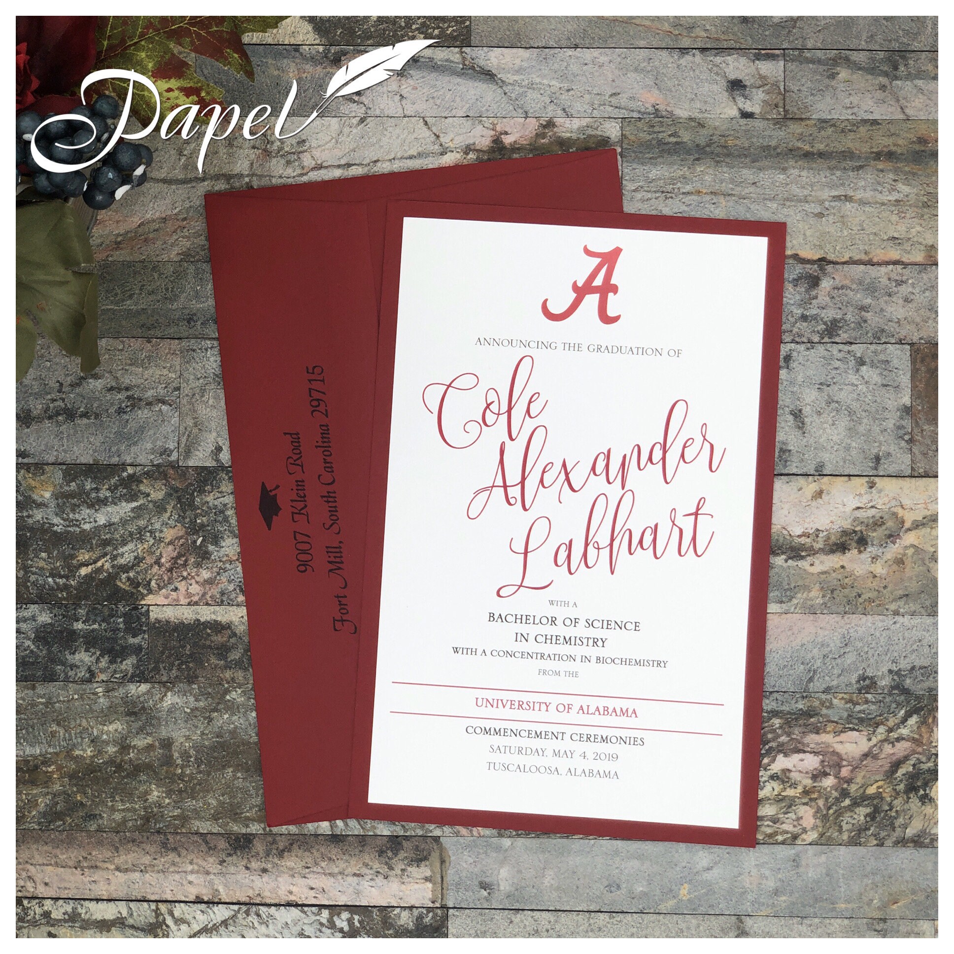University of Alabama U of A Graduation Invitations / Etsy
