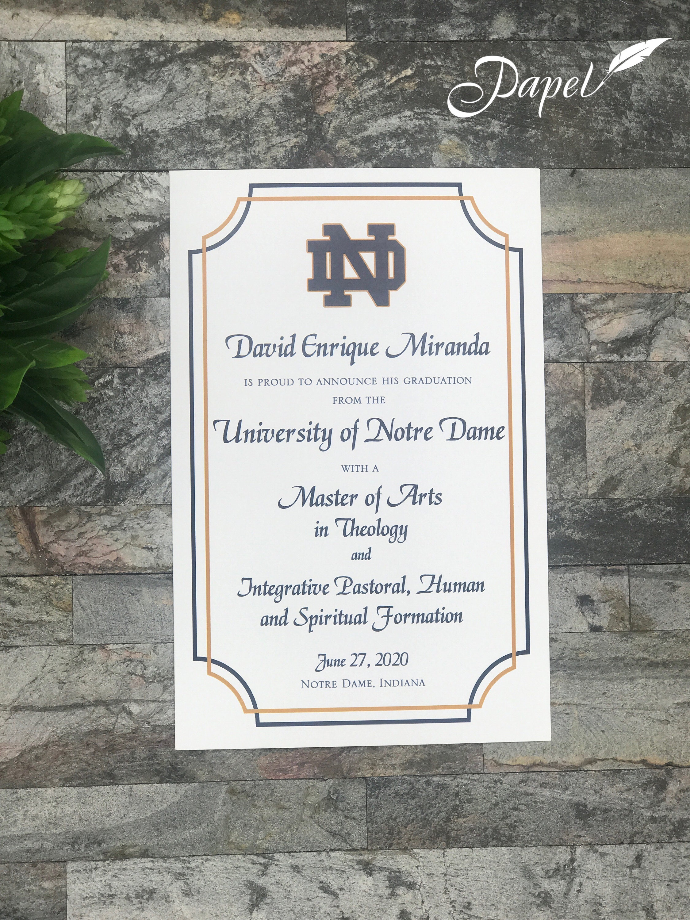University of Notre Dame or ANY College Graduation Invitation Etsy