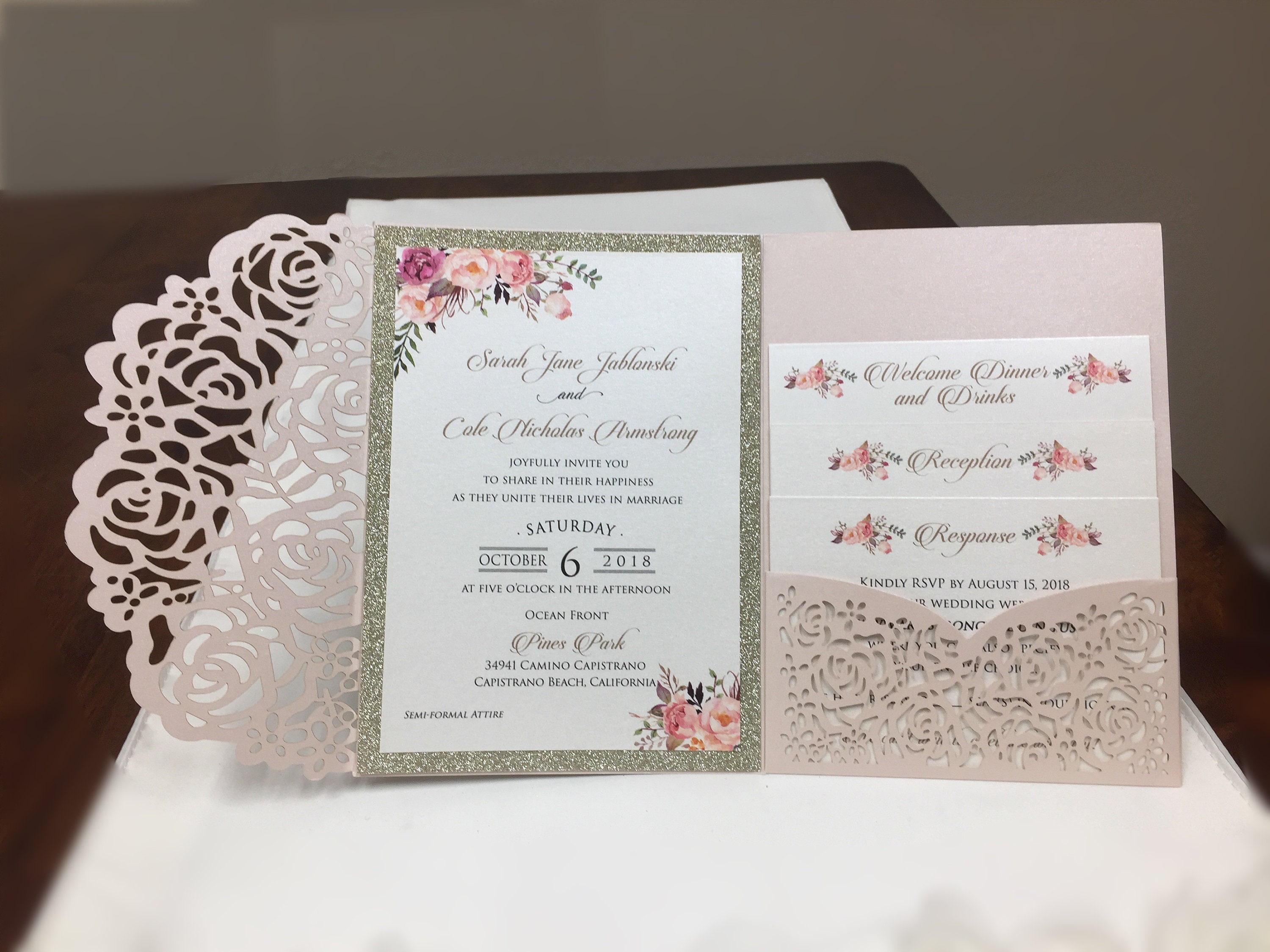 16 ivory//gold Diseños Personalizado 4 Motivos Extras Gran Boda Recuerdo Caja
