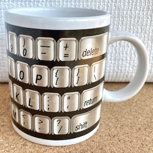 Vtg Computer Keyboard Mug, Gray and Brown, SEI