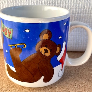 Vtg Christmas Teddy Bears Mug, &quot;Joy,&quot; Grant Howard