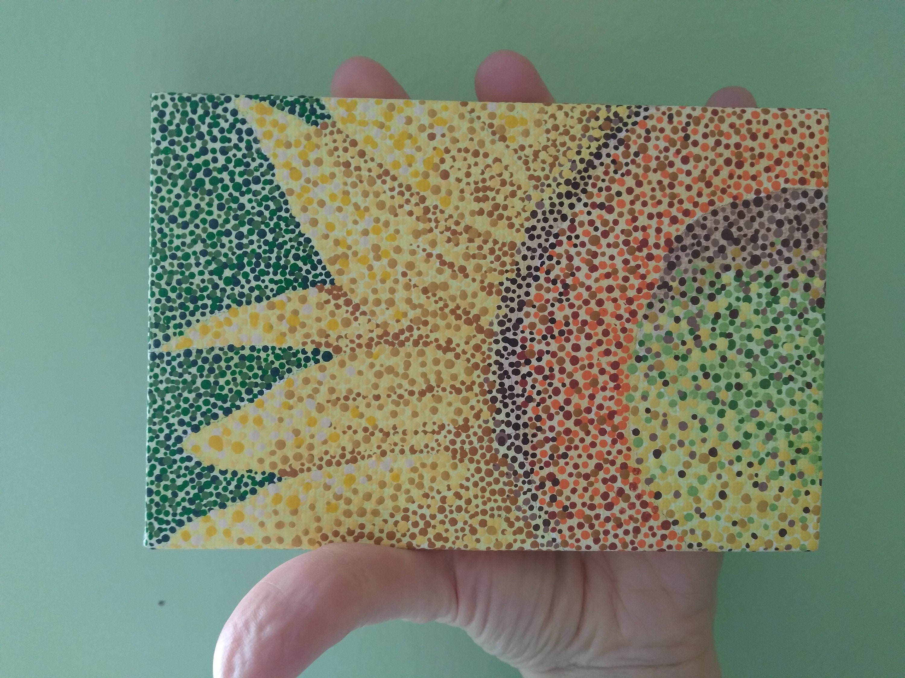 Mini Pointillism Nature Sunflower Painting 4x6 Inches/home or - Etsy