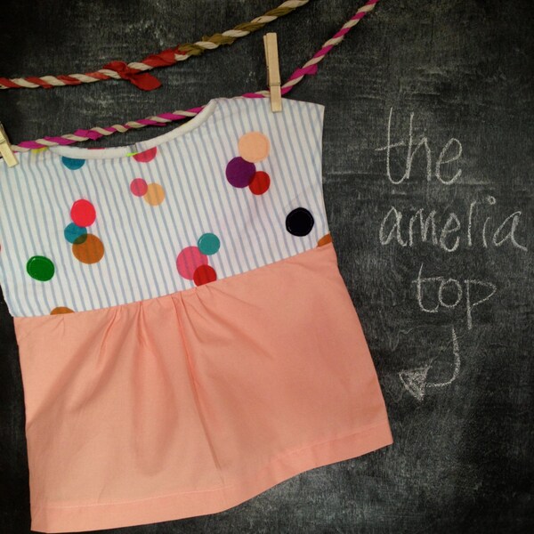 RESERVED FOR SHOPMINICHUCK. 3T Amelia Top. Tunic top with felt polka dot detail.