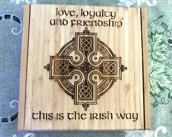 Celtic Cross Cheese Board Set, Personalized St. Patrick's Day Gift, Custom Cheese Board With Tools, Engraved Wedding Gift, Housewarming Gift