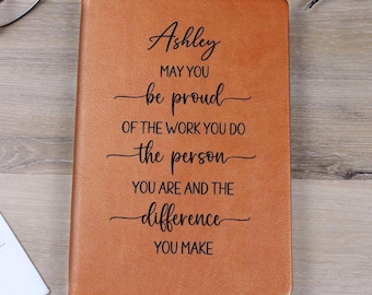 Personalized May You Be Proud Journal, Custom Coworker Employee Gifts, A5 Vegan Leather Notebook, Retirement Appreciation Thank You Gift D79