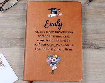 Personalized Graduation Gift Journal, Custom Name Notebook, Customized A5 Vegan Leather, Graduate Gift Class of 2026, Grad Gifts for Her D07